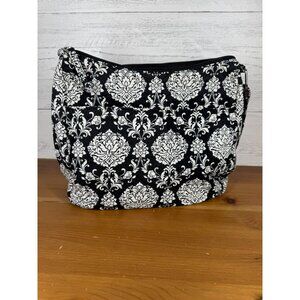 Waverly Women Purse Quilted Floral Print Shoulder Bag Crossbody Black and White